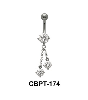 CZ Dangling Belly Piercing with Titanium Bar CBPT-174