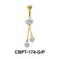 CZ Dangling Belly Piercing with Titanium Bar CBPT-174