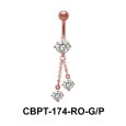 CZ Dangling Belly Piercing with Titanium Bar CBPT-174