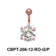 Round Brilliant Prong Set Belly CZ Crystal With Titanium Bar CBPT-206-12