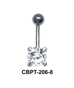 Round Brilliant Prong Set Belly CZ Crystal With Titanium Bar CBPT-206-8