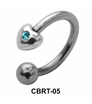 Stone Studded Heart Belly Piercing Circular Barbell CBRT-05