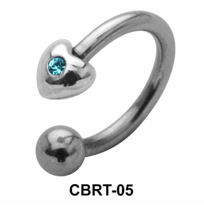 Stone Studded Heart Belly Piercing Circular Barbell CBRT-05