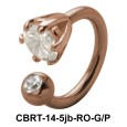 Prong Set Stone Belly Piercing Circular Barbell CBRT-14-5jb