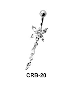 Flower with Stem Shaped Belly Piercing CRB-20