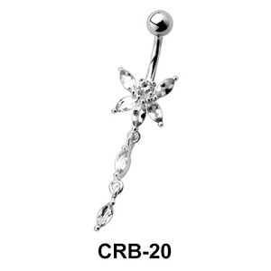 Flower with Stem Shaped Belly Piercing CRB-20