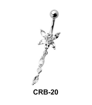 Flower with Stem Shaped Belly Piercing CRB-20