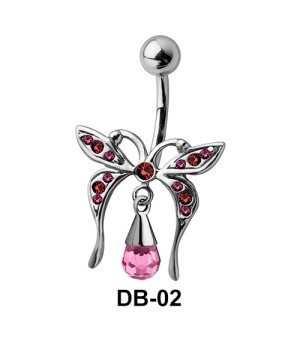 Butterfly with Stones Belly Piercing DB-02