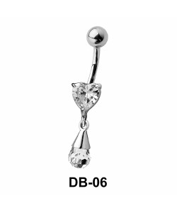 Heart CZ With Dangling Belly Piercing DB-06