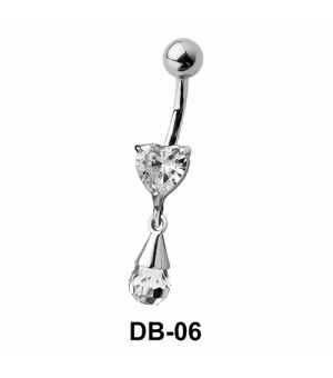 Heart CZ With Dangling Belly Piercing DB-06