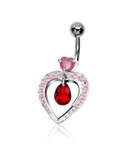 Stone Studded Heart Belly Piercing DB-21