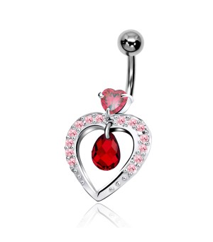 Stone Studded Heart Belly Piercing DB-21