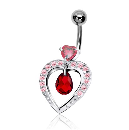 Stone Studded Heart Belly Piercing DB-21