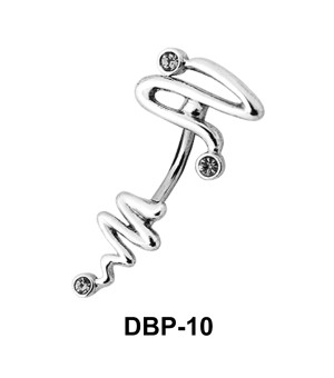 Stone Set Tail Belly Piercing DBP-10