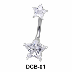 Dual Star Stone Set Belly CZ Crystal DCB-01