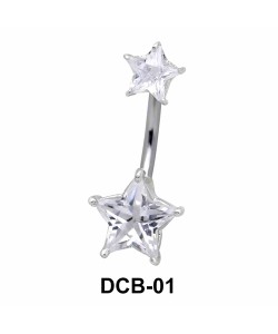 Dual Star Stone Set Belly CZ Crystal DCB-01