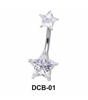 Dual Star Stone Set Belly CZ Crystal DCB-01