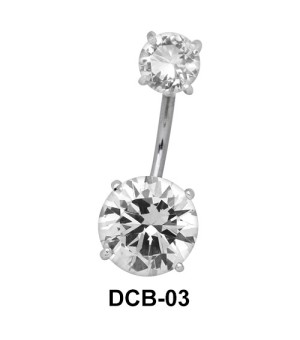 Dual Stone Set Belly CZ Crystal DCB-03