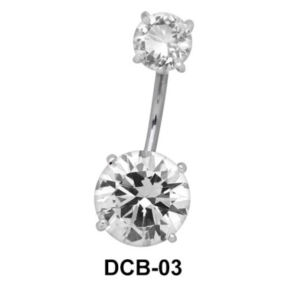 Dual Stone Set Belly CZ Crystal DCB-03