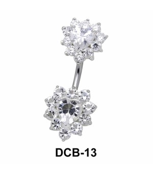 Stone Set Heart Belly Piercing DCB-13