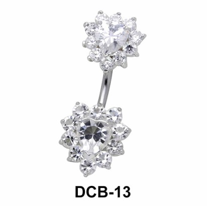 Stone Set Heart Belly Piercing DCB-13