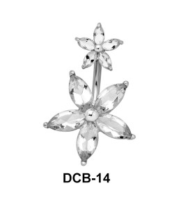 Flower Designed Stone Set Belly Piercing DCB-14