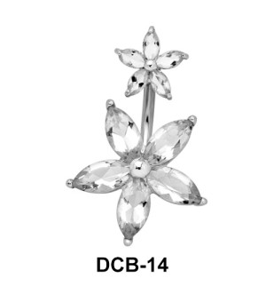 Flower Designed Stone Set Belly Piercing DCB-14