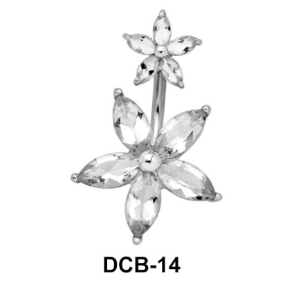 Flower Designed Stone Set Belly Piercing DCB-14