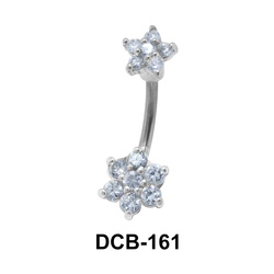 Lower Shaped Stone Set Belly Piercing DCB-161