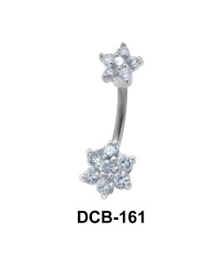 Lower Shaped Stone Set Belly Piercing DCB-161