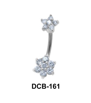 Lower Shaped Stone Set Belly Piercing DCB-161