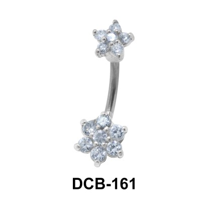 Lower Shaped Stone Set Belly Piercing DCB-161