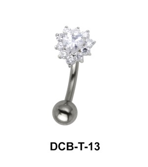 Stone Set Heart Upper Belly Piercing DCB-T-13