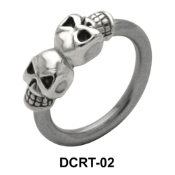 Double Skull Belly Piercing Closure Ring DCRT-02
