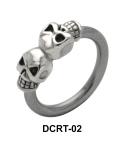 Double Skull Belly Piercing Closure Ring DCRT-02