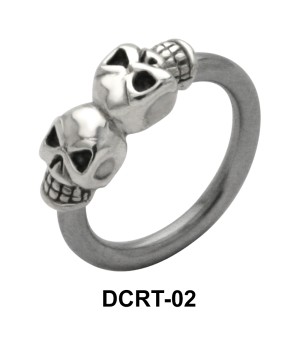 Double Skull Belly Piercing Closure Ring DCRT-02