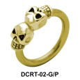Double Skull Belly Piercing Closure Ring DCRT-02