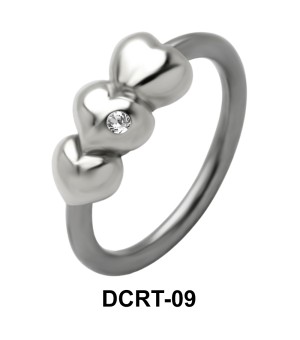 Three Hearts Belly Piercing Closure Ring DCRT-09