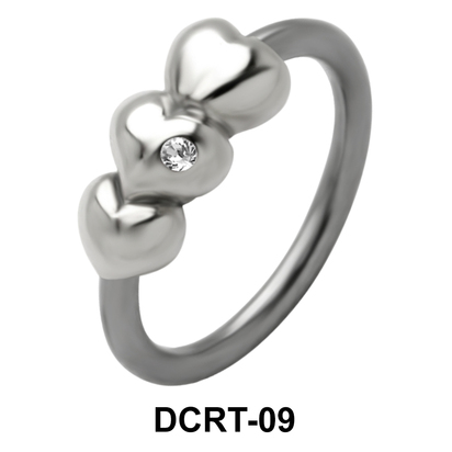 Three Hearts Belly Piercing Closure Ring DCRT-09