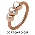 Three Hearts Belly Piercing Closure Ring DCRT-09