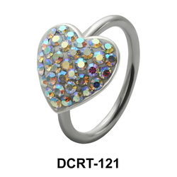 Stone Paced Heart Rainbow Belly Piercing DCRT-121