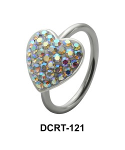 Stone Paced Heart Rainbow Belly Piercing DCRT-121