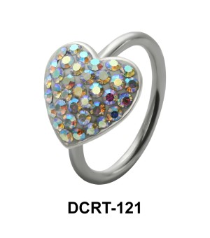 Stone Paced Heart Rainbow Belly Piercing DCRT-121