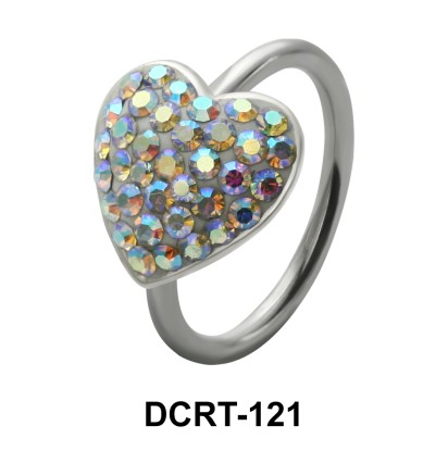 Stone Paced Heart Rainbow Belly Piercing DCRT-121