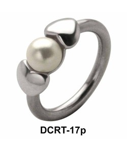 Pearl in Hearts Belly Piercing Closure Ring DCRT-17p