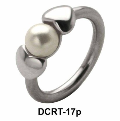 Pearl in Hearts Belly Piercing Closure Ring DCRT-17p