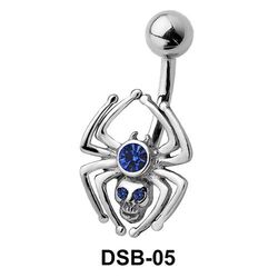 Stone Set Spider Belly Piercing DSB-05