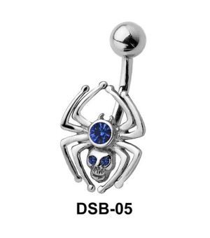 Stone Set Spider Belly Piercing DSB-05