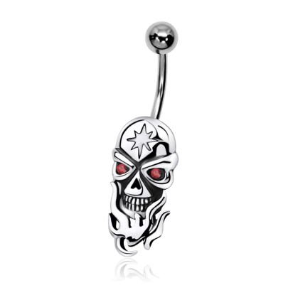 Skull n Fire Belly Piercing DSB-08