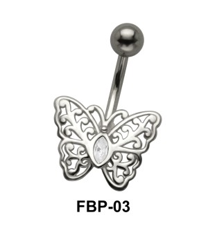 Stone Set Filigree Butterfly Belly Piercing FBP-03